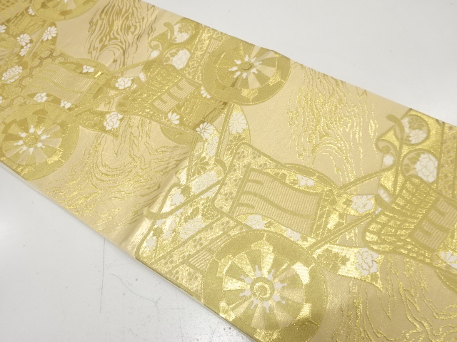 御所車模様織り出し　袋帯